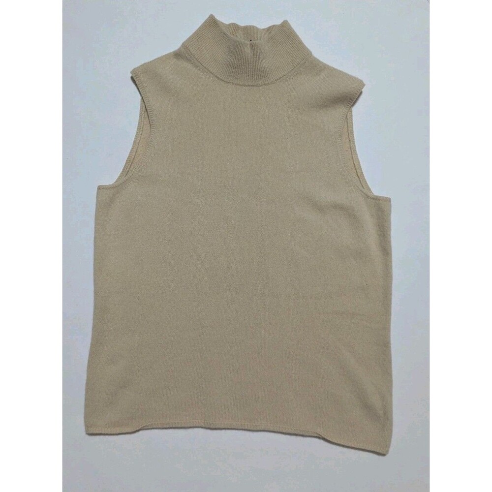 Saks Fifth Avenue 100% Cashmere Sweater Vest Women S Ivory Mock Neck Sleeveless
